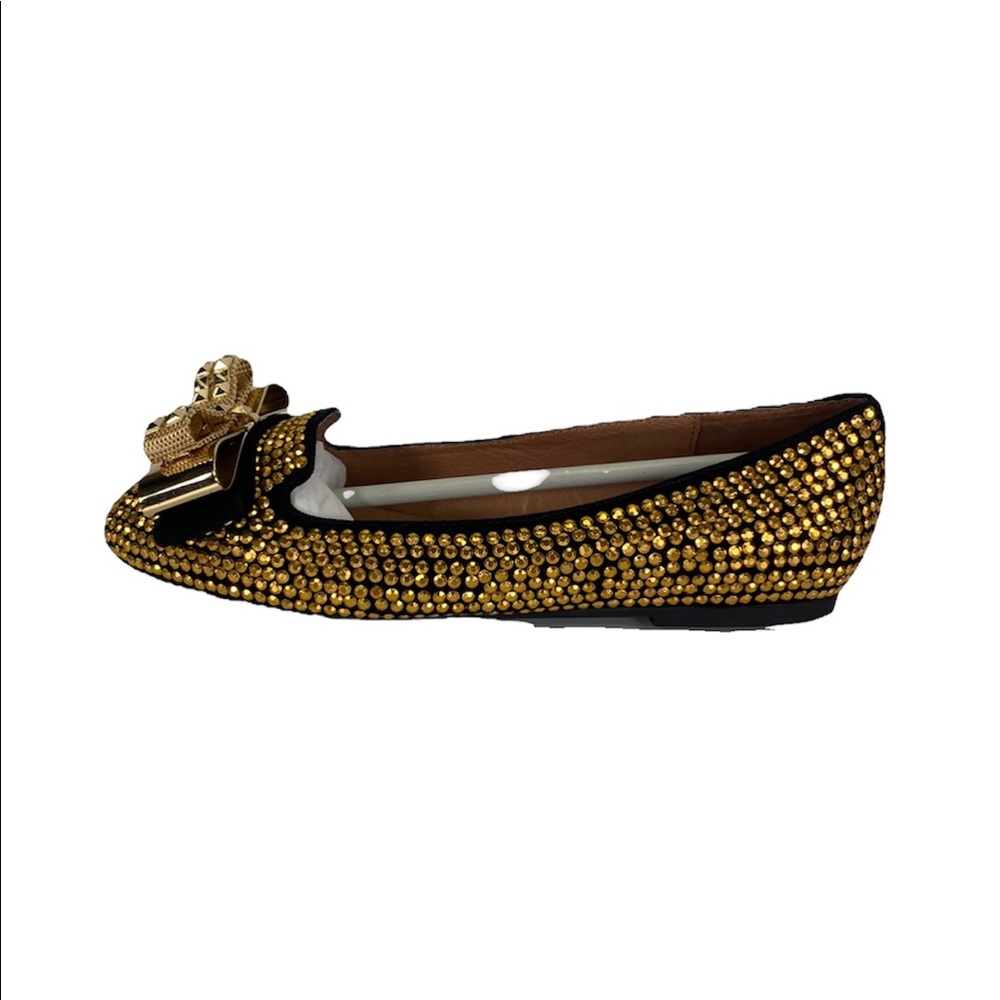 Jeffrey Campbell Womens Martini Embellished Loafer Gold Studded Size 6.5